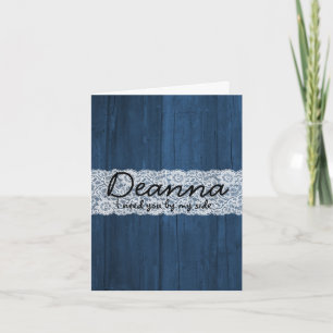 Shabby Chic Country Blue Lace Wood Bridesmaid Card