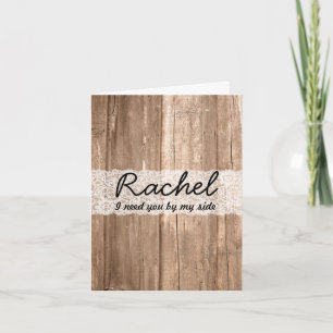 Shabby Chic Country Lace Wood Bridesmaid Request Invitation