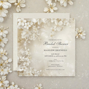 Shabby Chic Cream Floral Bridal Shower Invitation