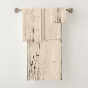 Shabby Chic Cream Wood Rustic Farmhouse Barn Bath Towel Set