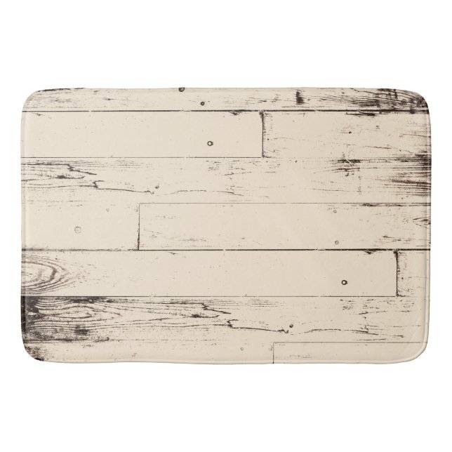 Shabby Chic Cream Yellow Wood Rustic Farmhouse Bath Mat (Front)