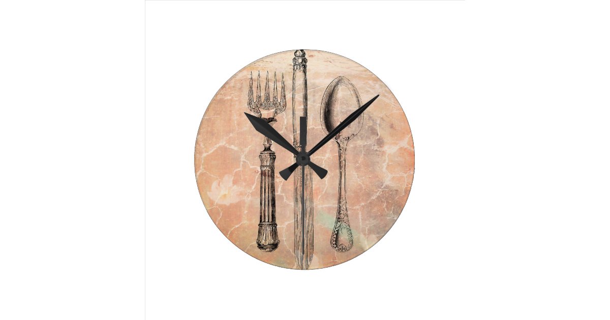 shabby chic cutlery wall clocks zazzle shabby chic cutlery wall clocks zazzle