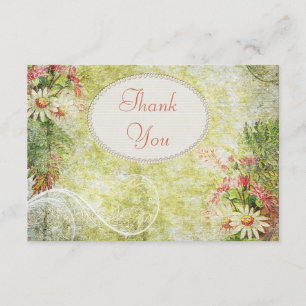 Shabby Chic Daisy & Wildflowers Thank You Card