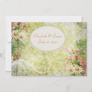 Shabby Chic Daisy & Wildflowers Wedding Invitation