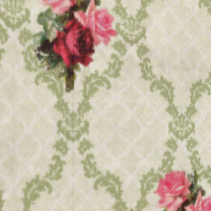 Shabby Chic Damask Antique Vintage Roses & Florals Wallpaper