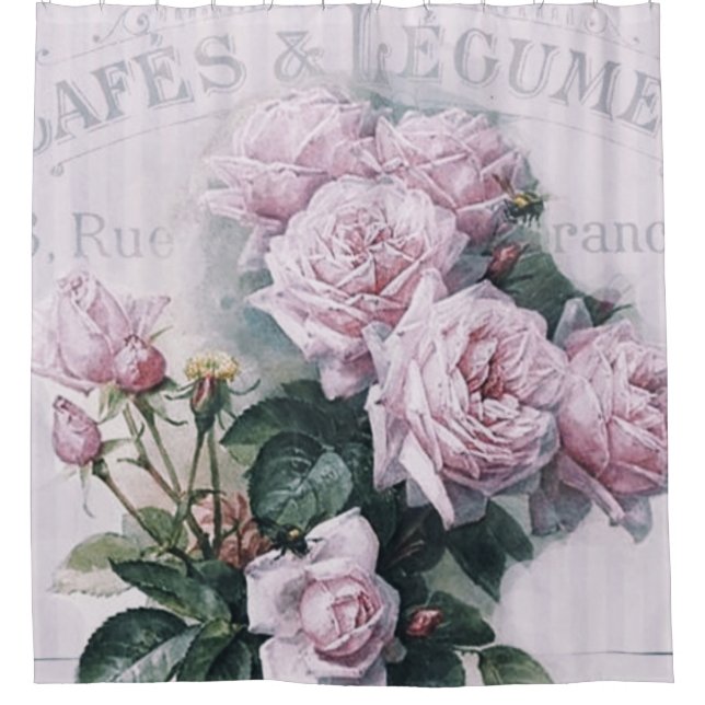 shabby chic, decoupage, victorian, french chic, pa shower curtain (Front)