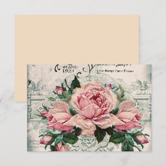 shabby chic, decoupage, victorian, french chic, pa thank you card (Front/Back)