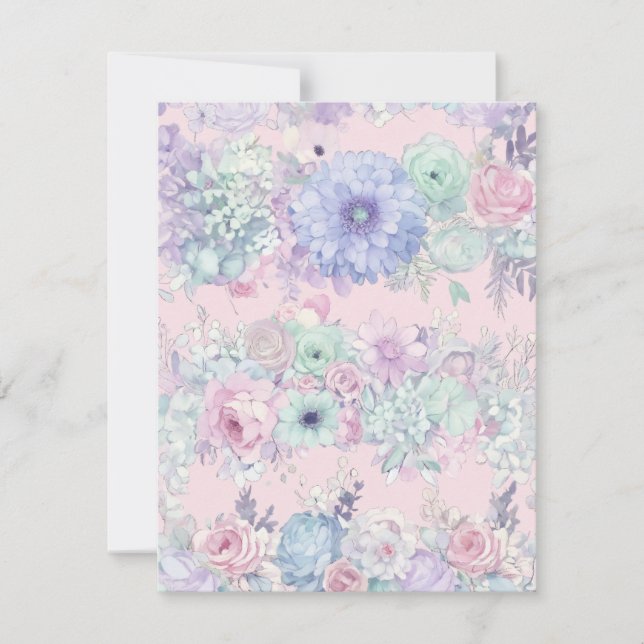 Shabby Chic Dreamy Mist Flower Wreaths | Pastel Ju Holiday Card (Front)