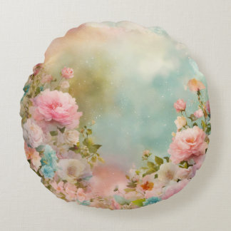 Shabby chic dreamy pastel colours round pillow