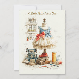 Shabby Chic Dress & Couture Studio 1st birthday Invitation