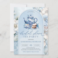 Shabby chic dusty blue and white Bridal tea party
