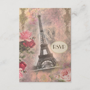 Shabby Chic Eiffel Tower & Roses RSVP
