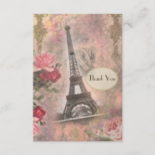 Shabby Chic Eiffel Tower & Roses Wedding Thank You