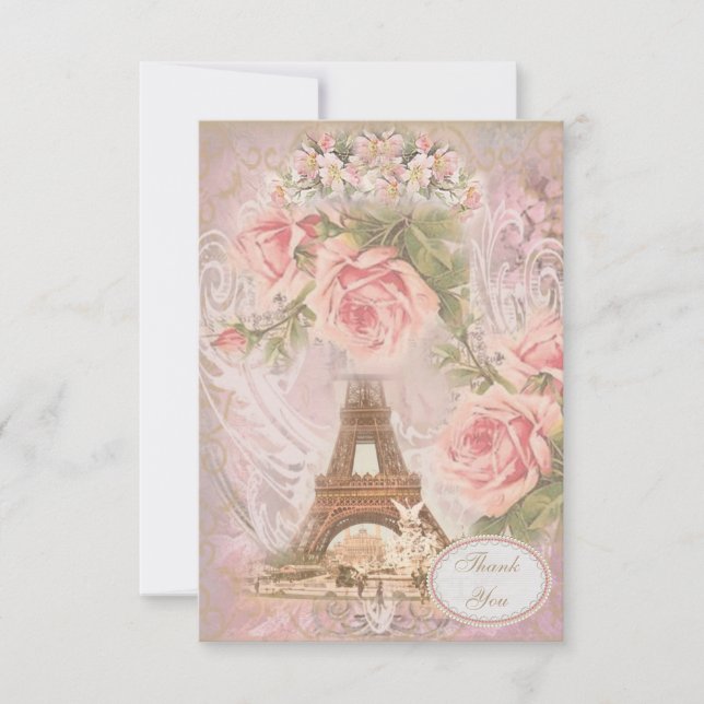 Shabby Chic Eiffel Tower Thank You Wedding (Front)