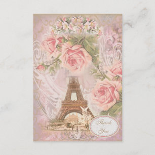 Shabby Chic Eiffel Tower Thank You Wedding Card