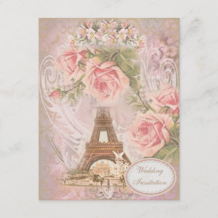 Shabby Chic Eiffel Tower Wedding Invitation