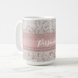Shabby Chic Elegance PInk Vintage Lace Personalise Coffee Mug