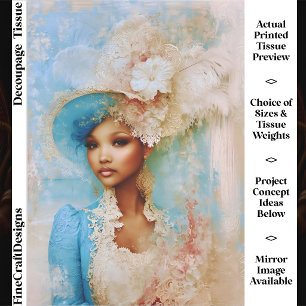Shabby Chic Elegant Brown Skin Lady FT7L Decoupage Tissue Paper