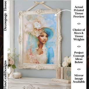 Shabby Chic Elegant Brown Skin Lady FT7R Decoupage Tissue Paper