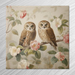 Shabby Chic Elegant Owls Tile<br><div class="desc">Shabby Chic Elegant Owls Antique Woodland Wildlife art.</div>