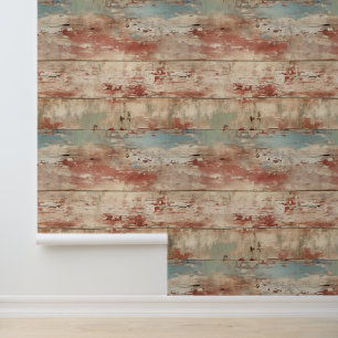 Shabby Chic Faux Beach Wood Wallpaper