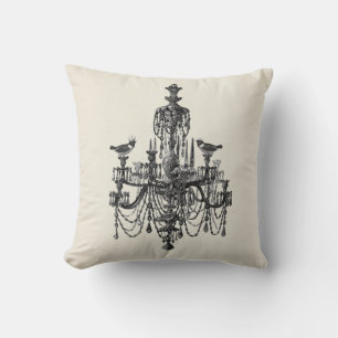 Shabby Chic Faux linen Elegant chandelier Cushion