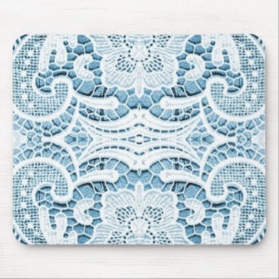 Shabby Chic Floral aqua blue bohemian chic lace Mouse Mat