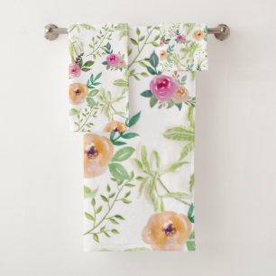 Shabby Chic Floral Bath Towel Set