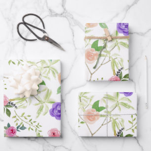 Shabby Chic Floral Birthday Bridal shower Wrapping Paper Sheet