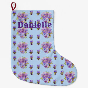 Shabby Chic Floral Blue Dot Christmas Stocking