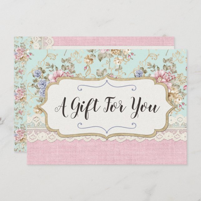 Shabby Chic Floral Boutique Gift Certificate Card (Front/Back)