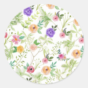 Shabby Chic Floral Classic Round Sticker