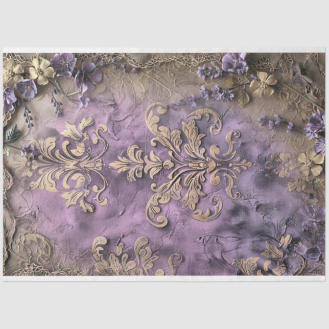 Shabby Chic, Floral & Demask Digital Mixed Media Tissue Paper (Front)