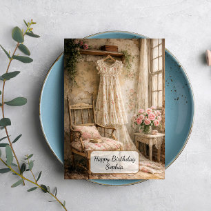 Shabby Chic Floral Dress Card