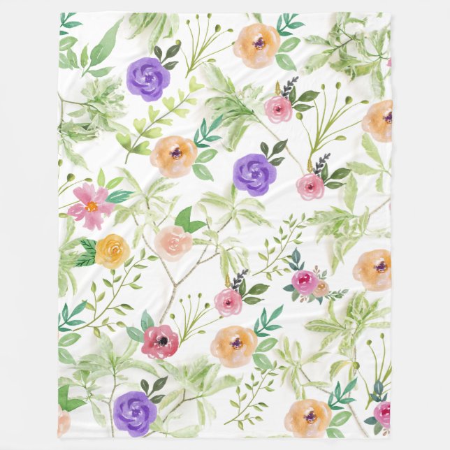 Shabby Chic Floral Fleece Blanket (Front)