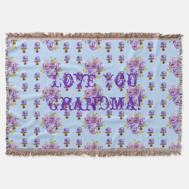 Shabby Chic Floral Love You Grandma Throw Rug (Front)
