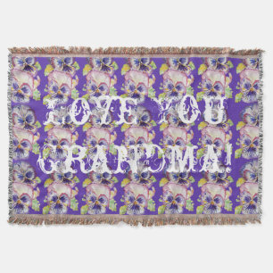 Shabby Chic Floral Love You Grandma Throw Rug