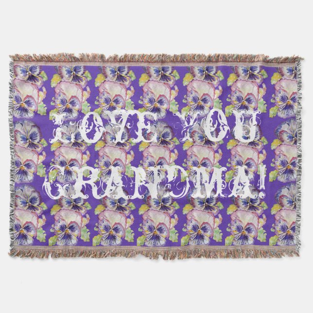 Shabby Chic Floral Love You Grandma Throw Rug (Front)