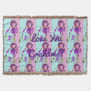 Shabby Chic Floral Love You Grandma Throw Rug