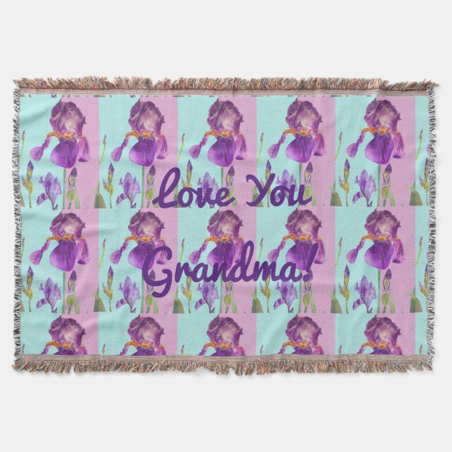 Shabby Chic Floral Love You Grandma Throw Rug (Front)