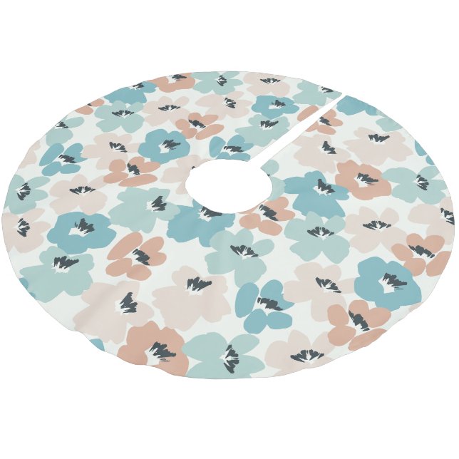 Shabby Chic Floral Pastel Green Mix Brushed Polyester Tree Skirt (Angled)