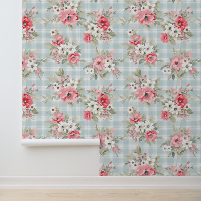 Shabby chic floral pattern wallpaper (Application)