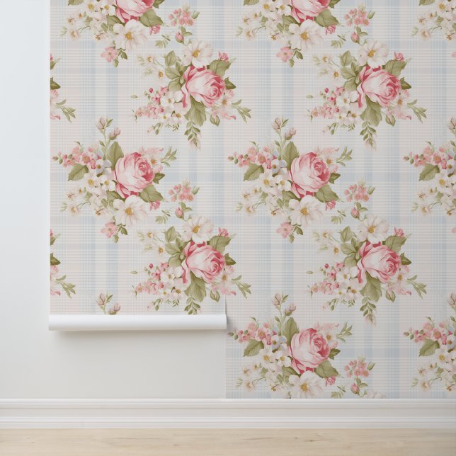 Shabby chic floral pattern wallpaper (Application)