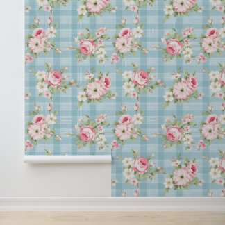 Shabby chic floral pattern wallpaper