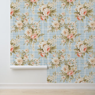 Shabby chic floral pattern wallpaper