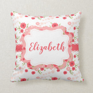 Shabby Chic Floral Pink White Flower Personalised Cushion