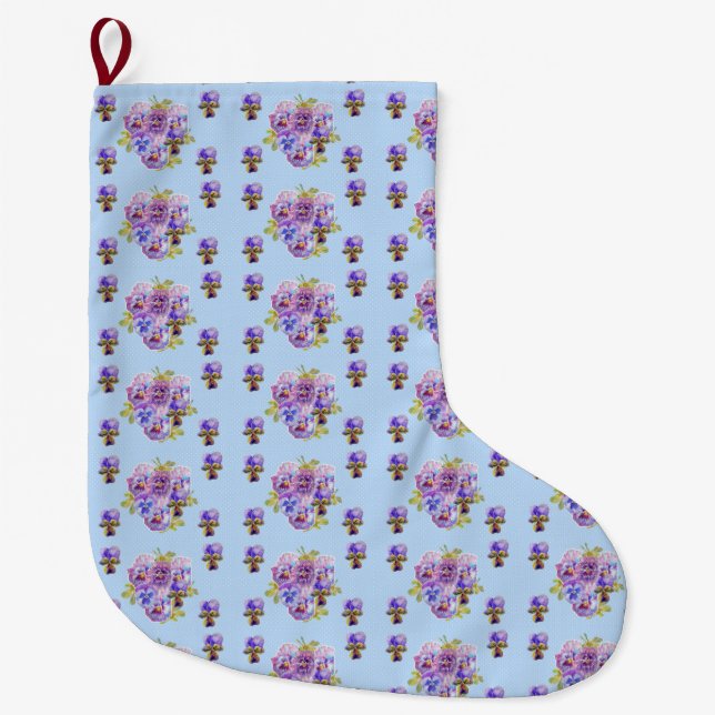Shabby Chic Floral Polka Dot Christmas Stocking (Front)