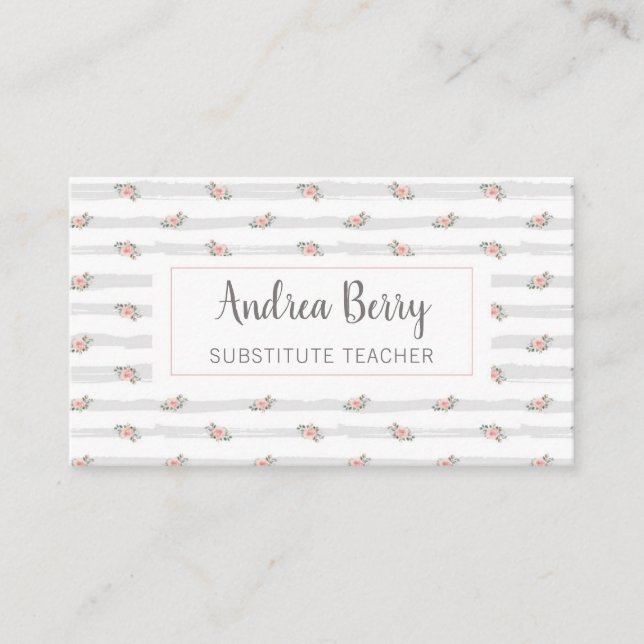 Shabby Chic Floral Professional Business Card (Front)