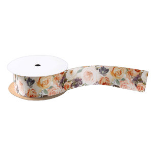 Shabby Chic Floral Pumpkin 1.5" Ribbon Satin Ribbon