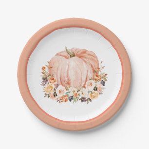 Shabby Chic Floral Pumpkin Paper Plates